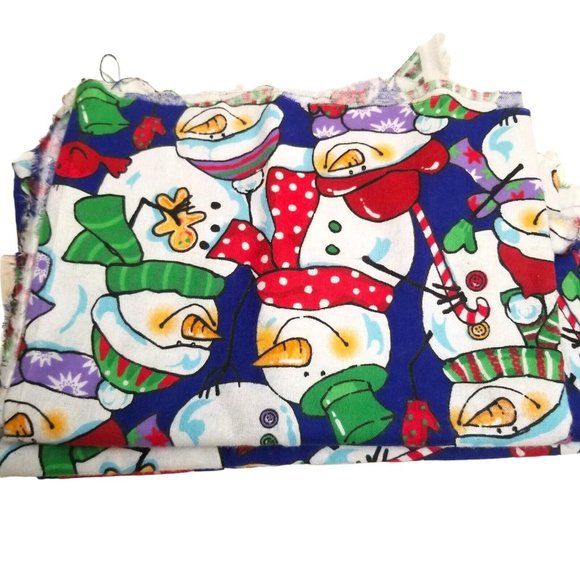 Snowmen Friends Christmas Cotton Fabric Remnants Hancock Fabrics Sewing Crafting - Picture 3 of 12